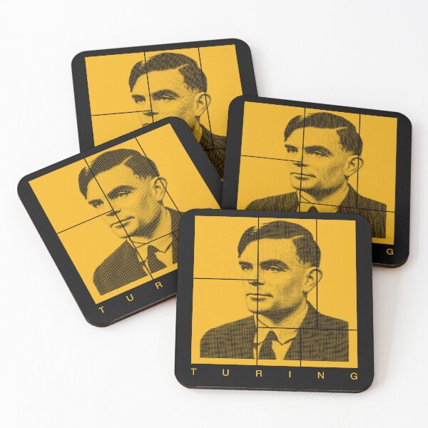 Item preview, Alan Turing  halftone mondrian style portrait designed and sold by CMYKStudio.