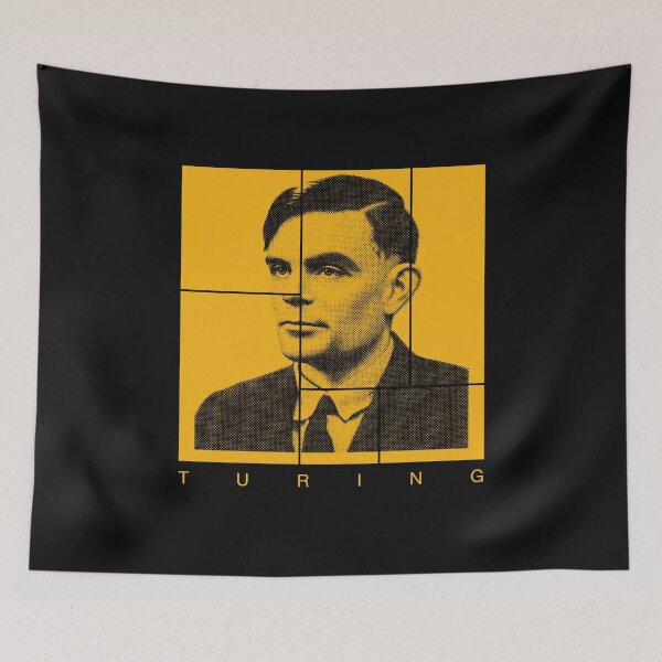 Item preview, Alan Turing  halftone mondrian style portrait designed and sold by CMYKStudio.