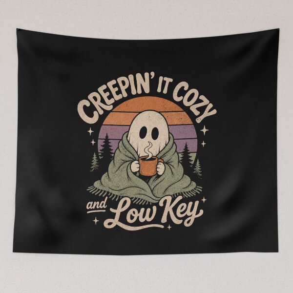 Item preview, Creepin' It Cozy Low Key Ghost Retro Sunset designed and sold by StuckOnTees.