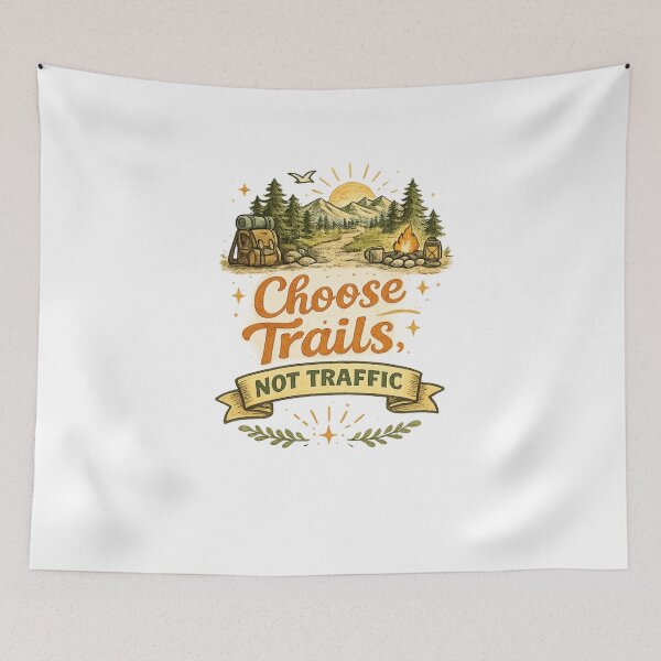 Item preview, Choose Trails Not Traffic | Vintage Hiking & Camping T-Shirt designed and sold by ✨ Daily Vibe Studio ✨.