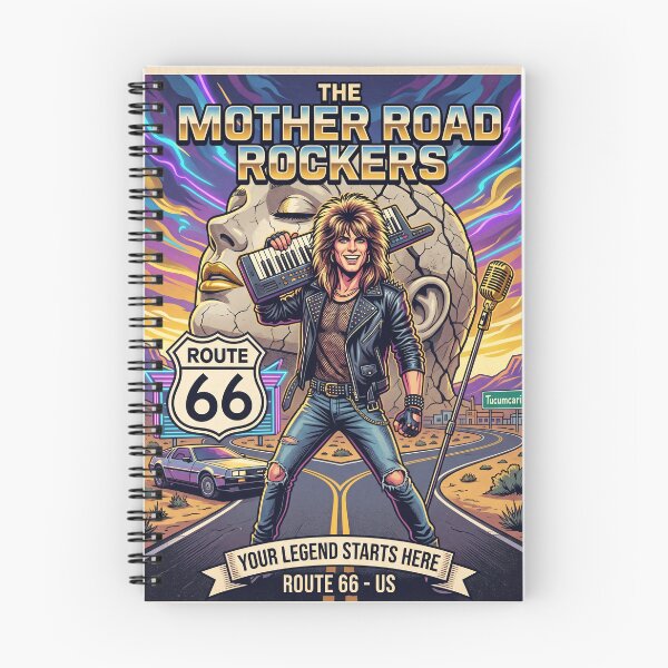 Item preview, THE MOTHER ROAD ROCKERS Your Legend Starts Here 80s Keytar DeLorean Poster designed and sold by RAMIX-Y2K.