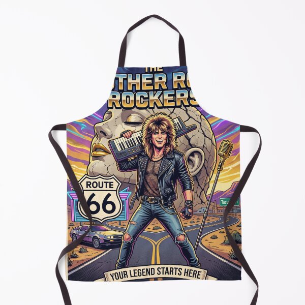 Item preview, THE MOTHER ROAD ROCKERS Your Legend Starts Here 80s Keytar DeLorean Poster designed and sold by RAMIX-Y2K.