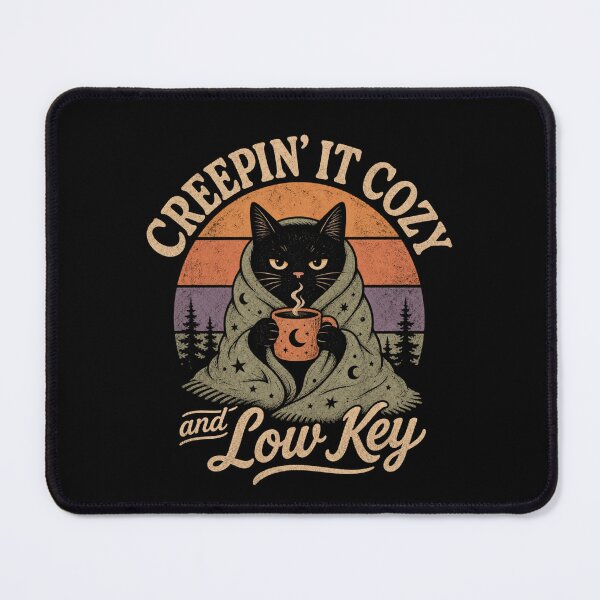 Item preview, Creepin' It Cozy Low Key Black Cat Coffee Lover designed and sold by StuckOnTees.