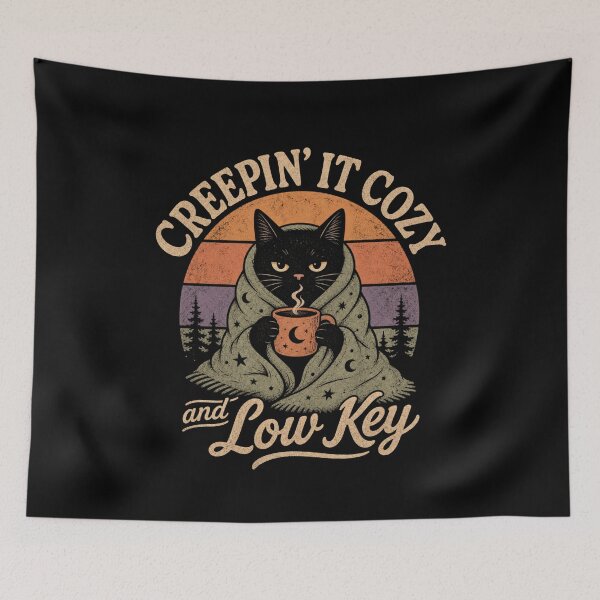 Item preview, Creepin' It Cozy Low Key Black Cat Coffee Lover designed and sold by StuckOnTees.