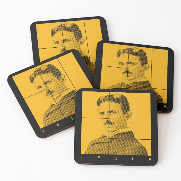 Item preview, Nikola Tesla halftone mondrian style portrait designed and sold by CMYKStudio.