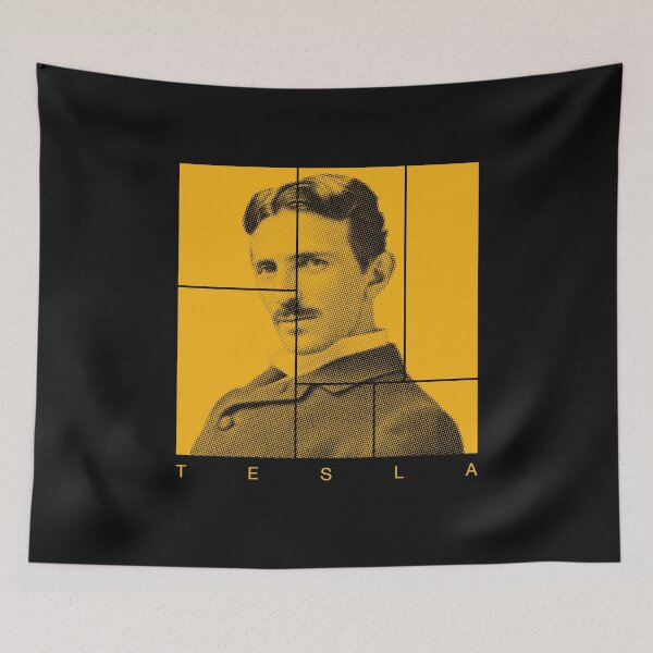 Item preview, Nikola Tesla halftone mondrian style portrait designed and sold by CMYKStudio.