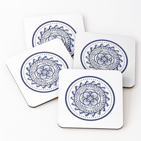 Item preview, Elegant Navy Blue Hand Drawn Floral Mandala designed and sold by Natashalovesart.