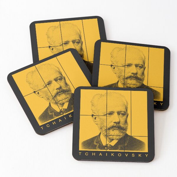 Item preview, Pyotr Ilyich Tchaikovsky halftone mondrian style portrait designed and sold by CMYKStudio.