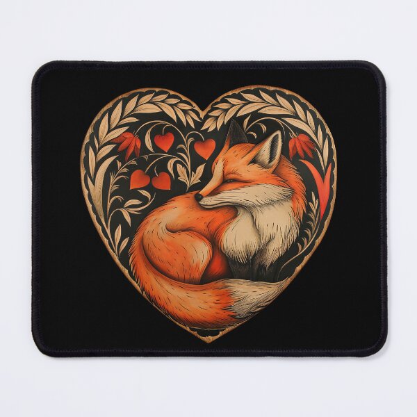 Item preview, Sleeping Fox Heart - Woodland Fox Love Folk Art Design designed and sold by FoldedRainbow.
