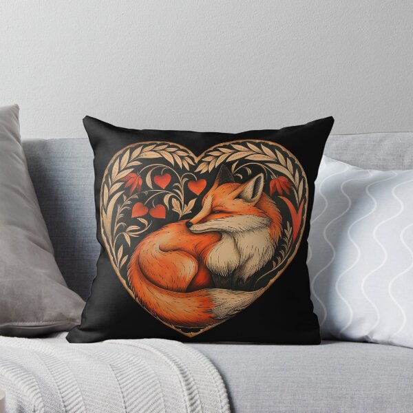 Item preview, Sleeping Fox Heart - Woodland Fox Love Folk Art Design designed and sold by FoldedRainbow.