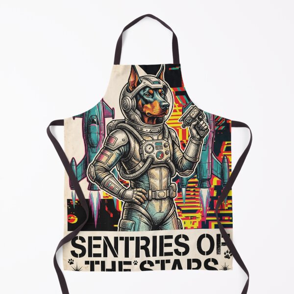 Item preview, SENTRIES OF THE STARS Doberman Pinscher Retro Sci Fi Space Poster designed and sold by RAMIX-Y2K.