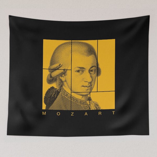 Item preview, Wolfgang Amadeus Mozart halftone mondrian style portrait designed and sold by CMYKStudio.