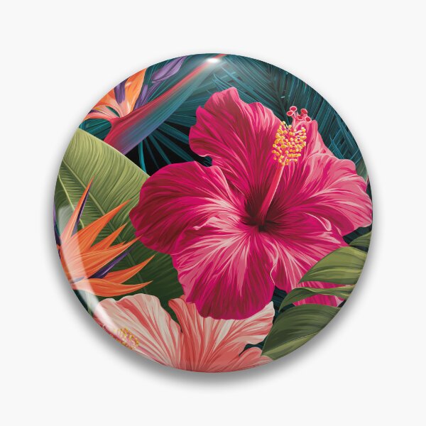 Item preview, Tropical Pattern Hibiscus Palm Leaves Vivid designed and sold by FrostyFrisby.