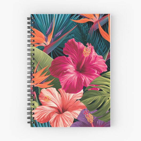 Item preview, Tropical Pattern Hibiscus Palm Leaves Vivid designed and sold by FrostyFrisby.
