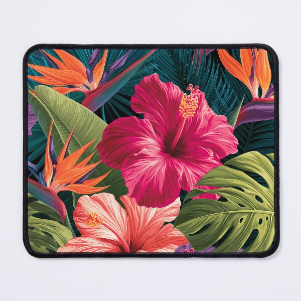 Item preview, Tropical Pattern Hibiscus Palm Leaves Vivid designed and sold by FrostyFrisby.