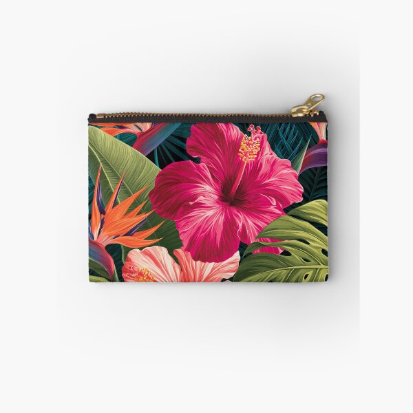 Item preview, Tropical Pattern Hibiscus Palm Leaves Vivid designed and sold by FrostyFrisby.