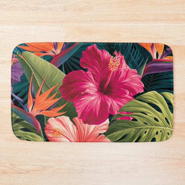 Item preview, Tropical Pattern Hibiscus Palm Leaves Vivid designed and sold by FrostyFrisby.