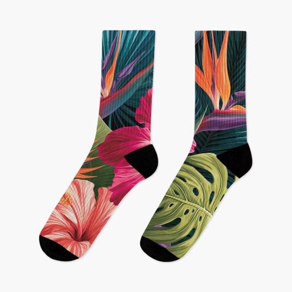Item preview, Tropical Pattern Hibiscus Palm Leaves Vivid designed and sold by FrostyFrisby.