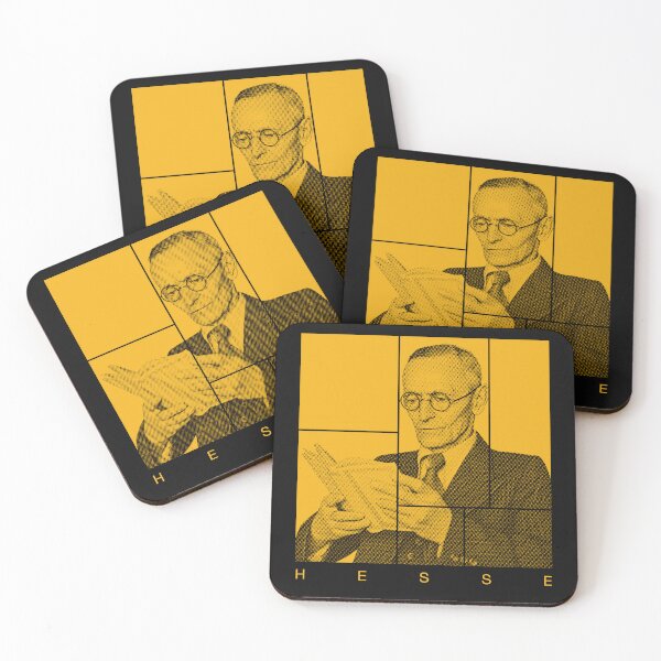 Item preview, Hermann Hesse halftone mondrian style portrait designed and sold by CMYKStudio.