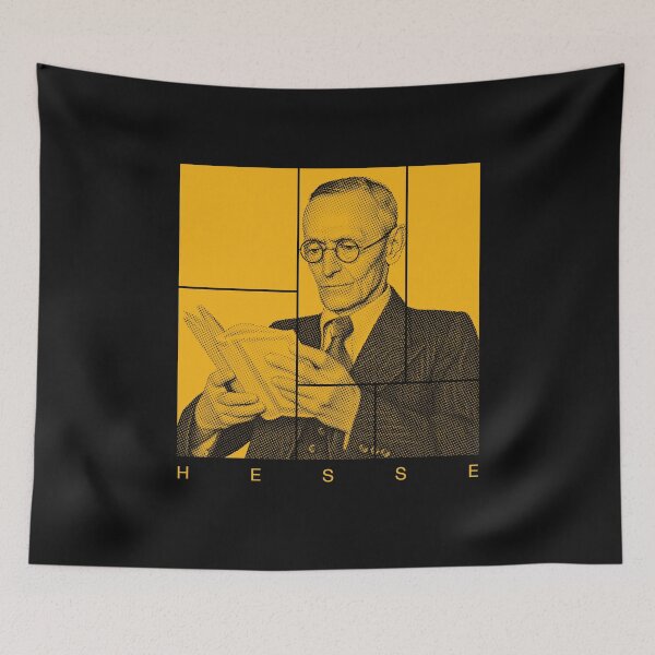 Item preview, Hermann Hesse halftone mondrian style portrait designed and sold by CMYKStudio.