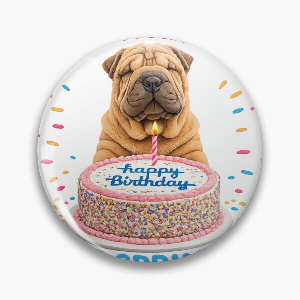 Item preview, Funny Shar-Pei dog happy birthday cake designed and sold by LavIsInTheAir.