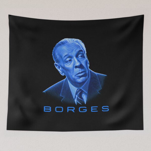 Item preview, Jorge Luis Borges neon wireframe style portrait designed and sold by CMYKStudio.
