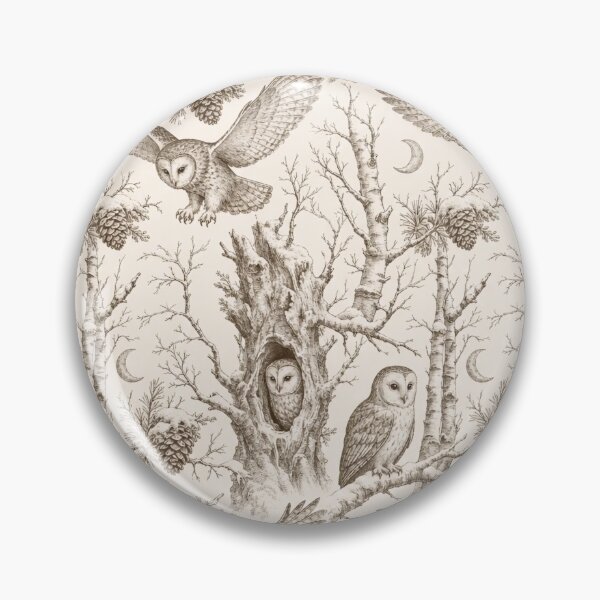 Item preview, Winter Owl Toile Seamless Pattern | Snowy Woodland Owl Toile Warm Sepia designed and sold by StickyGuys.