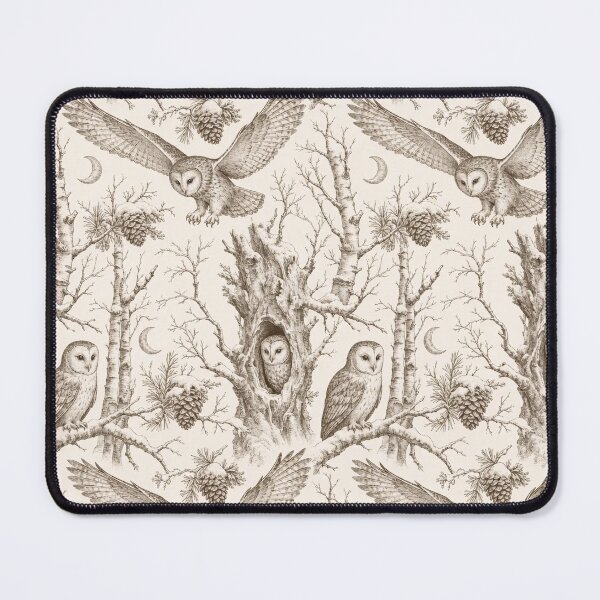 Item preview, Winter Owl Toile Seamless Pattern | Snowy Woodland Owl Toile Warm Sepia designed and sold by StickyGuys.