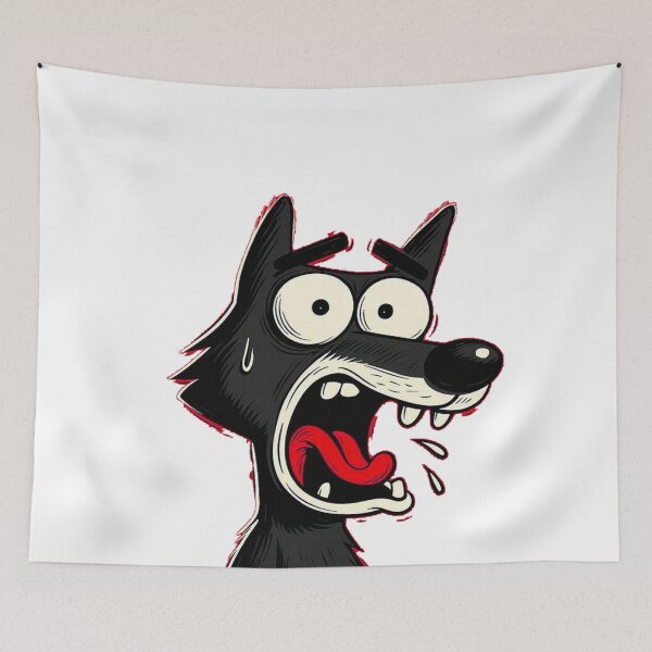 Item preview, Shocked Black Wolf Cartoon designed and sold by galiatmatamu1.