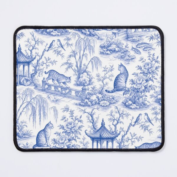 Item preview, Chinoiserie Cat Garden Seamless Pattern | Blue and White Porcelain Cat Pattern designed and sold by StickyGuys.