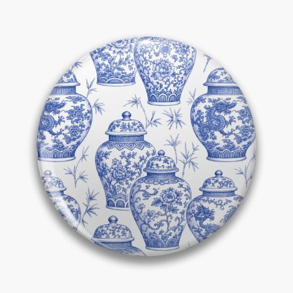 Item preview, Chinoiserie Ginger Jars Seamless Pattern | Blue and White Porcelain Grandmillennial designed and sold by StickyGuys.