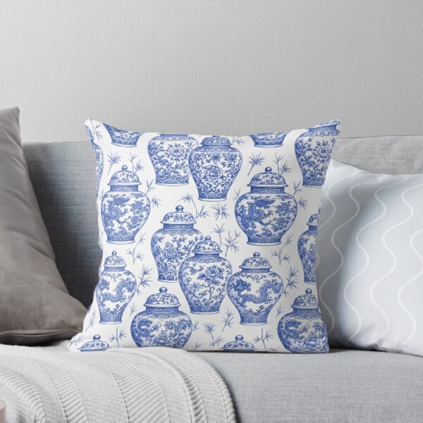 Item preview, Chinoiserie Ginger Jars Seamless Pattern | Blue and White Porcelain Grandmillennial designed and sold by StickyGuys.