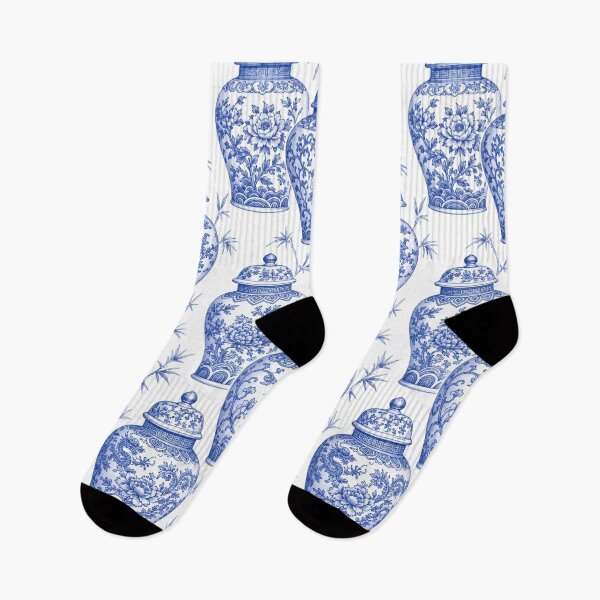 Item preview, Chinoiserie Ginger Jars Seamless Pattern | Blue and White Porcelain Grandmillennial designed and sold by StickyGuys.