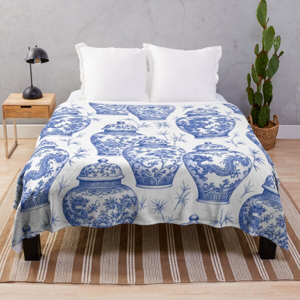Item preview, Chinoiserie Ginger Jars Seamless Pattern | Blue and White Porcelain Grandmillennial designed and sold by StickyGuys.