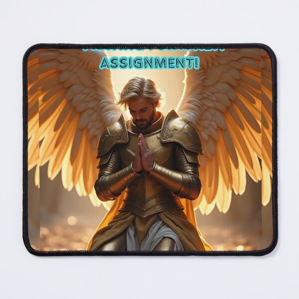 Item preview, Radiant Guardian Angel in Prayer humorous art designed and sold by TetelestaiWeave.
