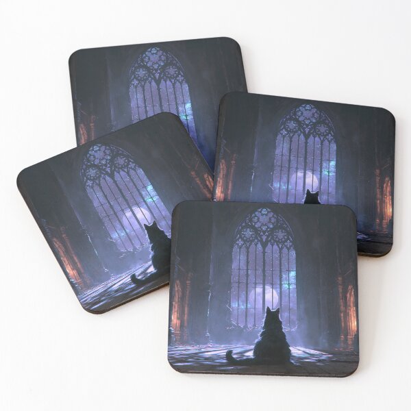 Item preview, Witchy Cat Silhouette Gothic Window Moonlight designed and sold by FrostyForge.
