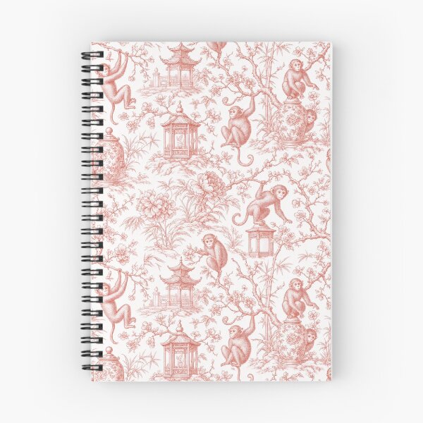 Item preview, Chinoiserie Monkey Seamless Pattern | Grandmillennial Monkey Toile Deep Coral designed and sold by StickyGuys.
