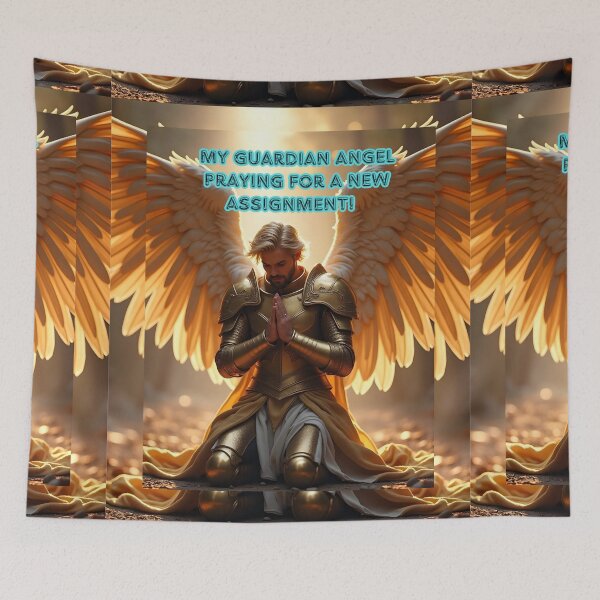 Item preview,  Radiant Guardian Angel in Prayer humorous art designed and sold by TetelestaiWeave.