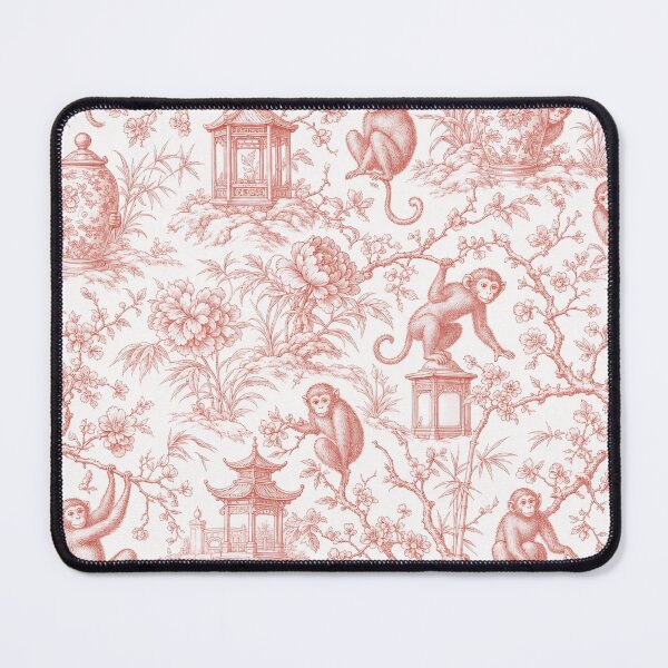 Item preview, Chinoiserie Monkey Seamless Pattern | Grandmillennial Monkey Toile Deep Coral designed and sold by StickyGuys.