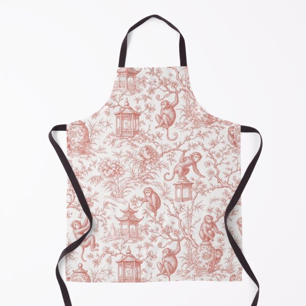 Item preview, Chinoiserie Monkey Seamless Pattern | Grandmillennial Monkey Toile Deep Coral designed and sold by StickyGuys.
