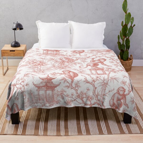 Item preview, Chinoiserie Monkey Seamless Pattern | Grandmillennial Monkey Toile Deep Coral designed and sold by StickyGuys.