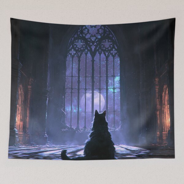 Item preview, Witchy Cat Silhouette Gothic Window Moonlight designed and sold by FrostyFrisby.