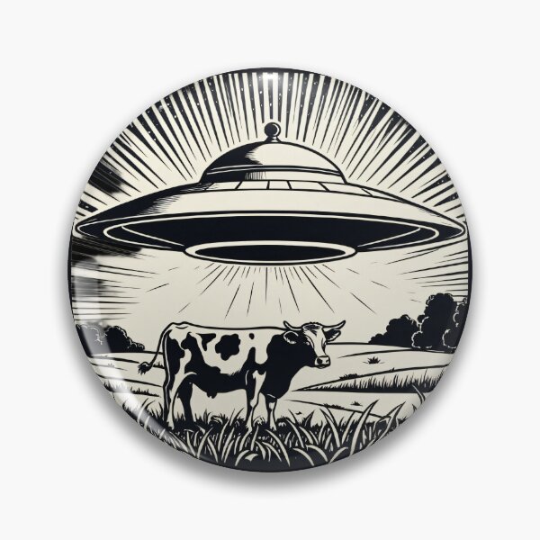 Item preview, Galactic Udder Invasion - Retro Flying Saucer Sticker designed and sold by RAMemory.