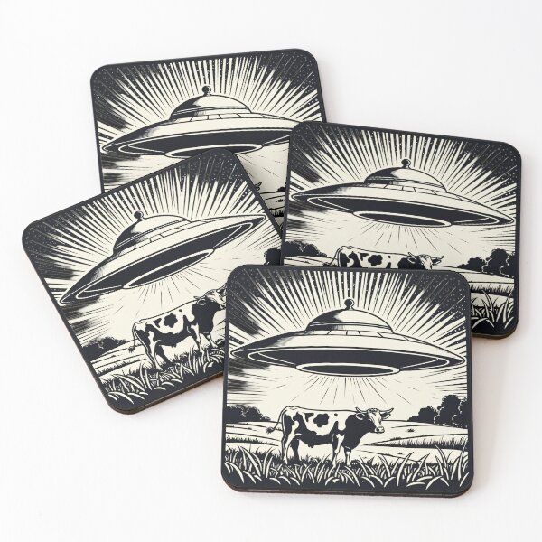 Item preview, Galactic Udder Invasion - Retro Flying Saucer Sticker designed and sold by RAMemory.