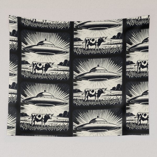 Item preview, Galactic Udder Invasion - Retro Flying Saucer Sticker designed and sold by RAMemory.