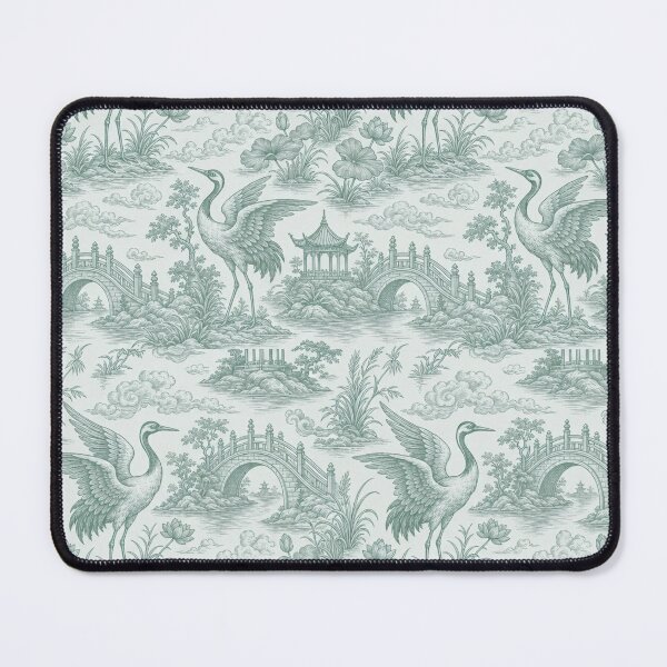 Item preview, Green Chinoiserie Crane Seamless Pattern | Jade Celadon Grandmillennial Pattern designed and sold by StickyGuys.