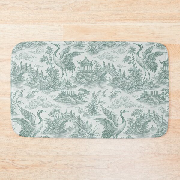 Item preview, Green Chinoiserie Crane Seamless Pattern | Jade Celadon Grandmillennial Pattern designed and sold by StickyGuys.