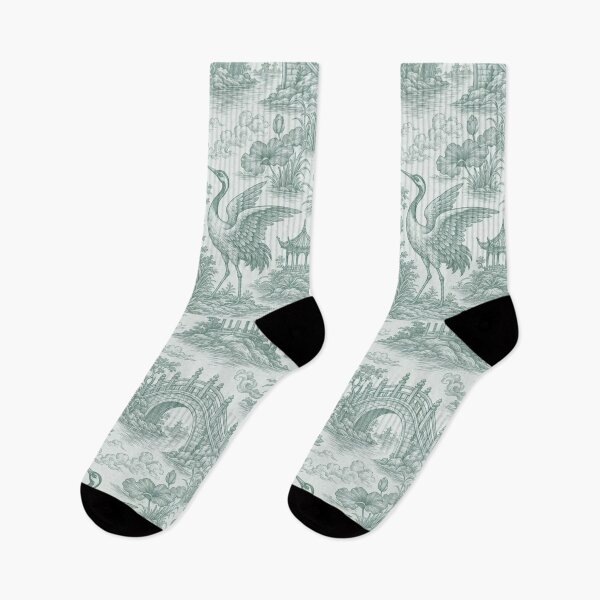 Item preview, Green Chinoiserie Crane Seamless Pattern | Jade Celadon Grandmillennial Pattern designed and sold by StickyGuys.