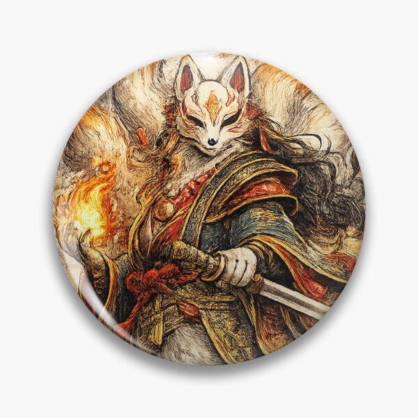 Item preview, Mythical Japanese Kitsune Nine Tailed Fox Samurai Art designed and sold by Mohamedeinoo.
