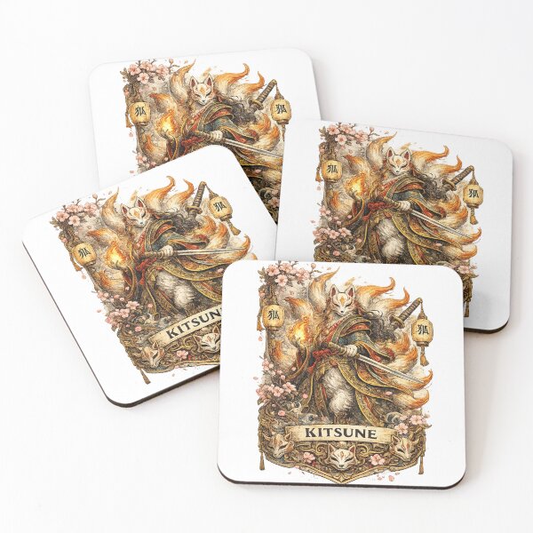 Item preview, Mythical Japanese Kitsune Nine Tailed Fox Samurai Art designed and sold by Mohamedeinoo.